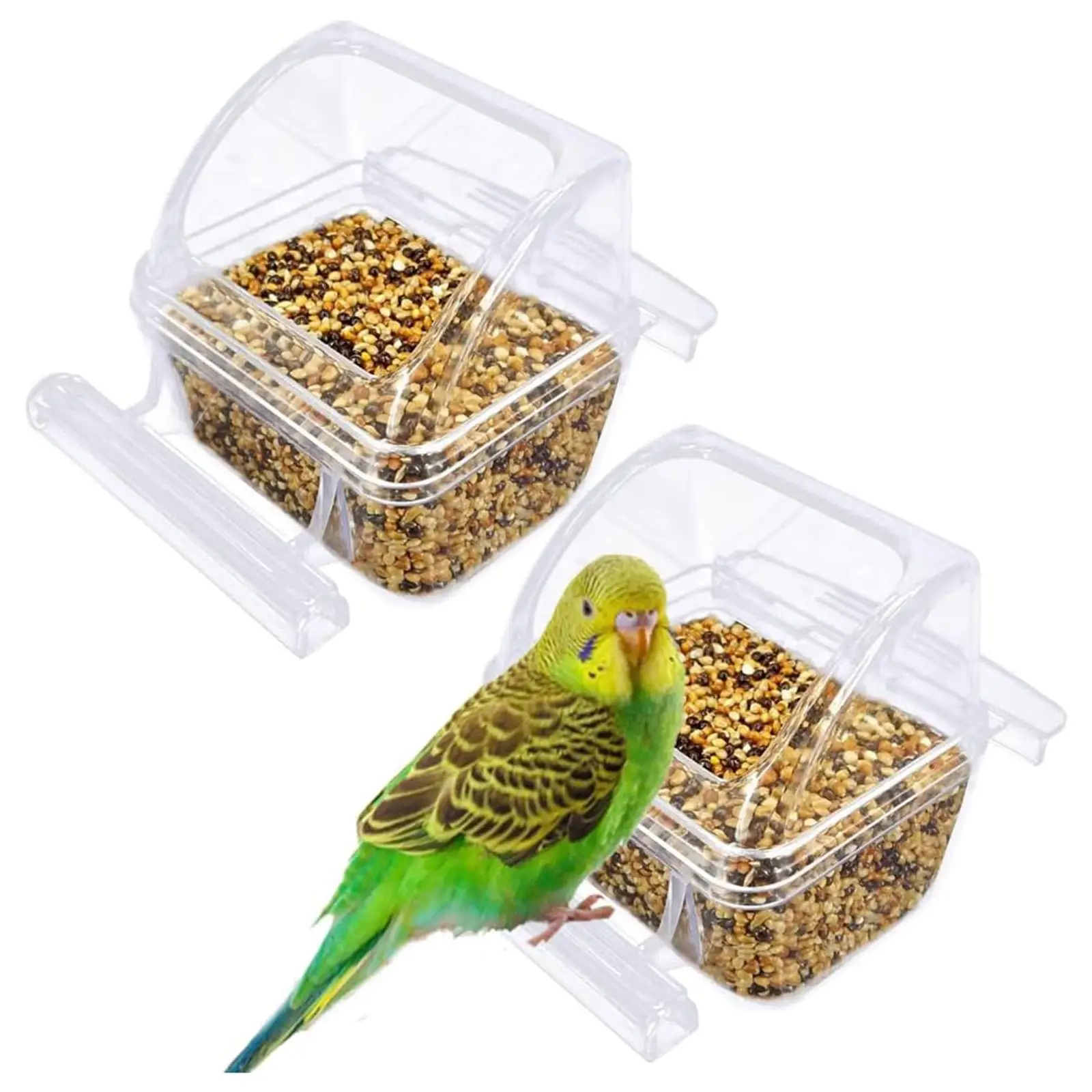 Cuenco colgante para alimentación de pájaros, dispensador de jaula para pájaros con soporte antideslizante para periquitos, loros, cacatúas pequeñas, suministros de alimentación, 2 uds.
