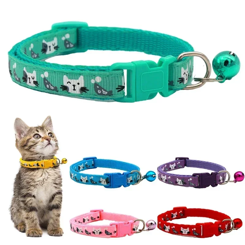 Collar de gato con estampado de dibujos animados, collares de nailon para mascotas, suministros coloridos para el cuello del perro, accesorios ajustables para el cuello del gato - imagen 3