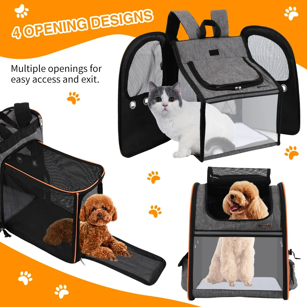 Bolsas de viaje para perros y gatos, mochila de transporte para perros pequeños y medianos, bolsa de transporte para mascotas de viaje y senderismo - imagen 3