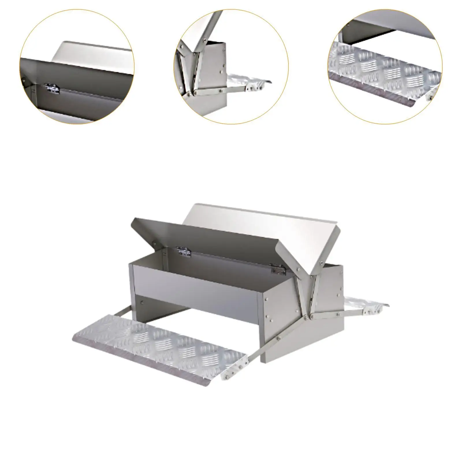 Automatic Treadle Chicken Feeder with Weatherproof Lid Anti Slip Stainless Steel Poultry Feeder for Pheasants Outdoor Outside