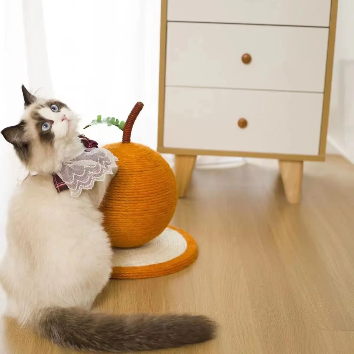 Tabla para rascar para gatos, Bola de Pata de Gato de pie, Sisal naranja, alivia el aburrimiento, garra de molienda, no suelta Chips - imagen 3