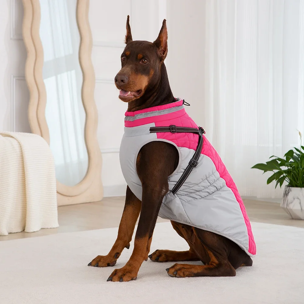 Chaqueta impermeable para mascotas con arnés, ropa cálida de invierno para perros pequeños y grandes, abrigo Labrador, trajes de Bulldog Francés Chihuahua - imagen 2