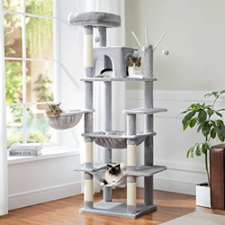 Árbol rascador con hamaca para gatos grandes – Interior con poste