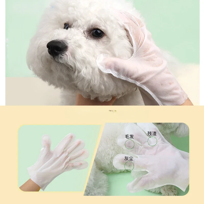 Guantes de limpieza desechables para mascotas, toallitas suaves sin enjuague, para gatos, perros, SPA, baño, masaje, tela No tejida - imagen 2