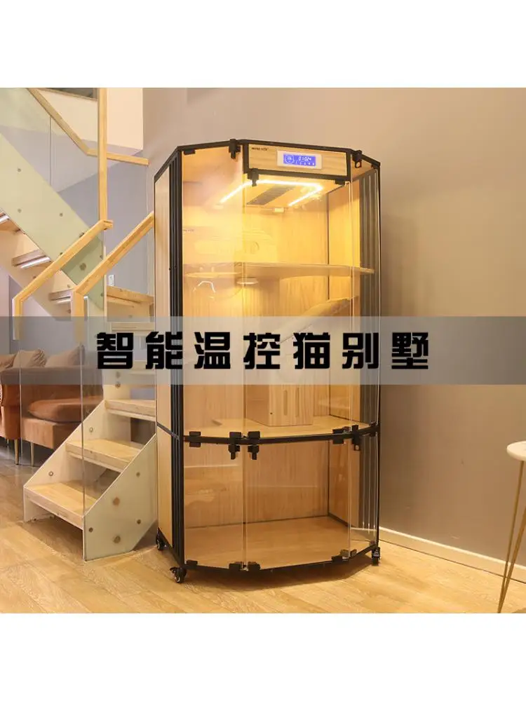 Casa de gato inteligente de temperatura constante, jaula de madera maciza para gatos y Control panorámico de temperatura, marco de escalada para gatos - imagen 4