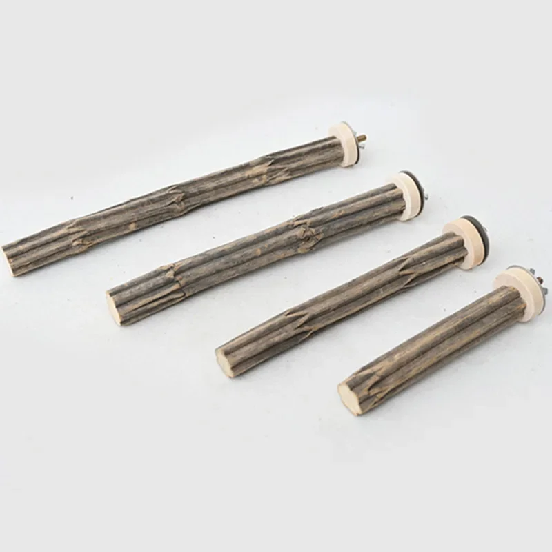 Palo de pie de madera a rayas naturales, juguete para masticar pájaros, perchas flexibles para mascotas, periquito - imagen 4