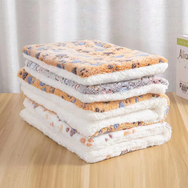 Colchón de lana con estampado de estrellas para mascotas, manta cálida para perros pequeños, cama para gatos, Invierno