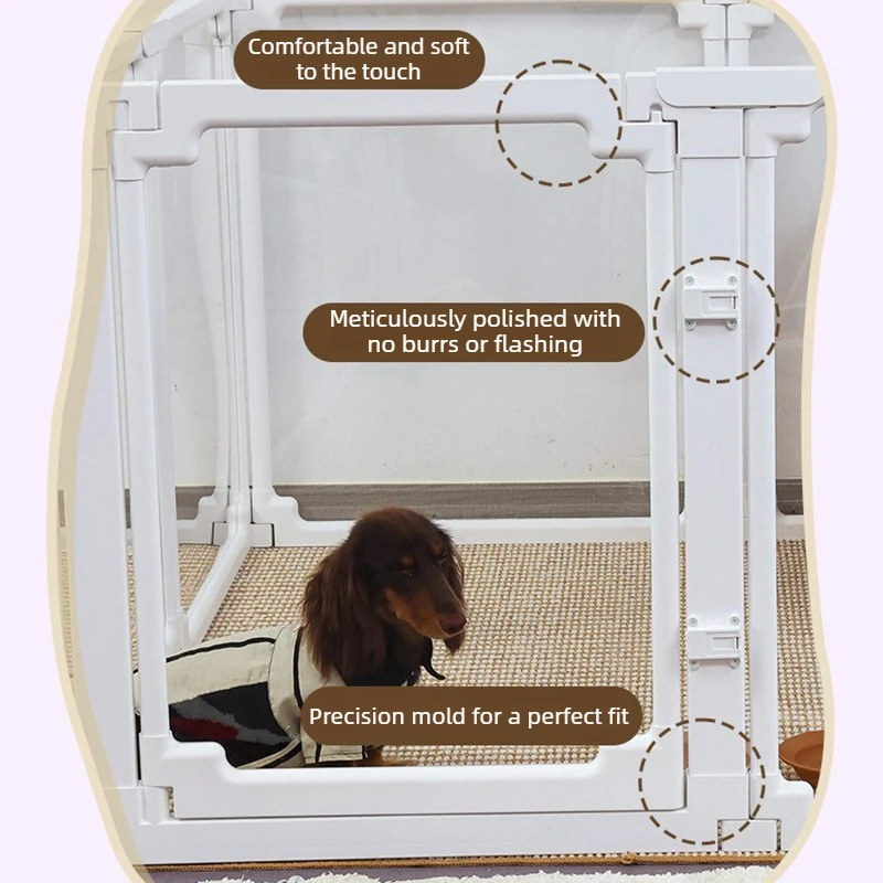 Valla transparente para perros de 70CM de alto, prevención de colisiones de peluche pequeño, paneles de puerta para valla para perros, jaula portátil para mascotas para interiores - imagen 4