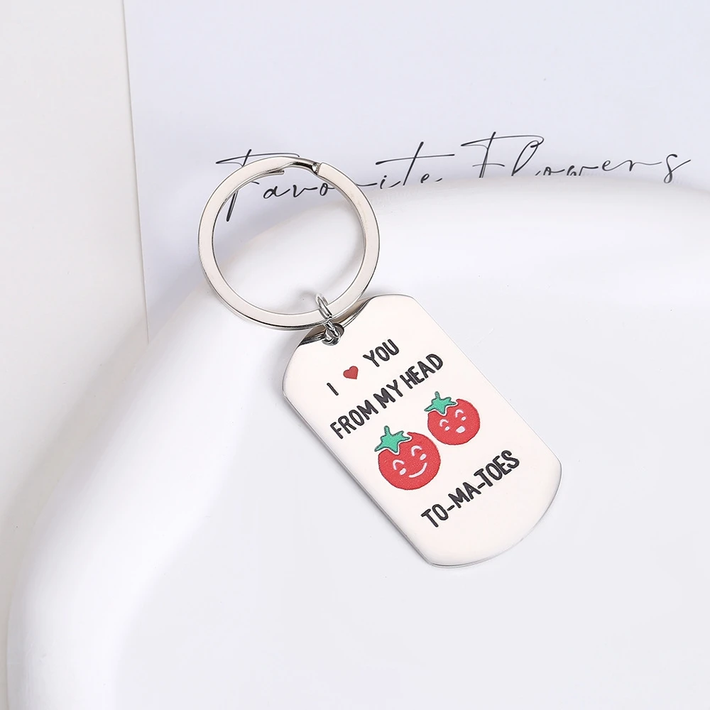 LLavero de acero de titanio colorido para novio y novia, llavero "te amo desde mi cabeza hasta los dedos del pie", 1 unidad - imagen 2