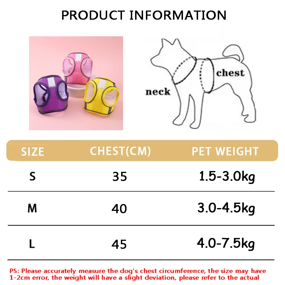 Arnés reflectante ajustable para gatos pequeños, conjunto de correa, arnés para gatos bonito y transpirable, cómoda correa mediana para perros con etiqueta de nombre