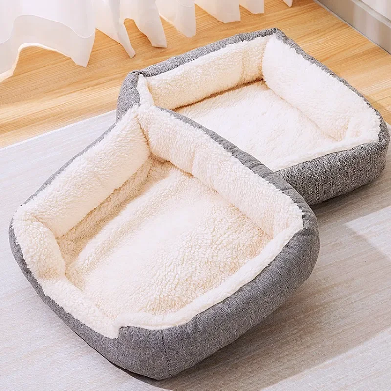 Hundebetten, Plüsch-Schlafsofa für Hunde, zum Schlafen, warme, dicke Hundebetten für große Hunde, schlafende Zwinger, Nest, weiche Matten, Katzenbett, Katzenhaus - imagen 2