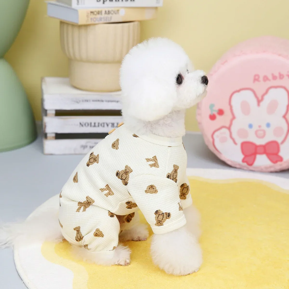 INS printemps animal de compagnie gaufre débardeur chien quatre pattes vêtements pour animaux de compagnie chat chien vêtements petit ours quatre pattes Homewear - imagen 5