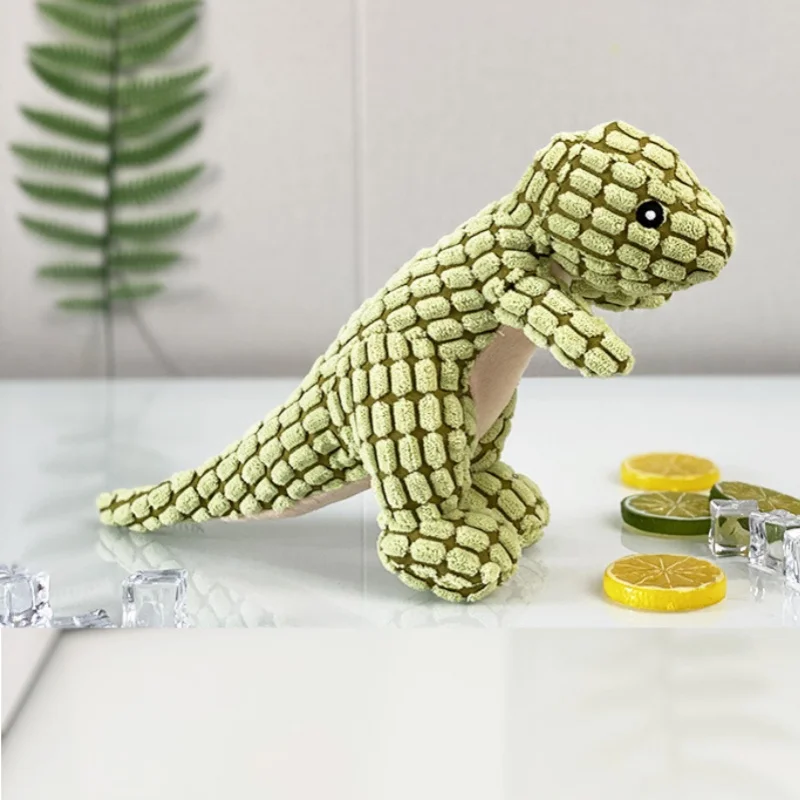 Nuevo perro masticar relleno divertido dinosaurio forma gatos lana de maíz juguete Vocal aplicar al entrenamiento ejercicio simulación Animal Chihuahua juguetes - imagen 3
