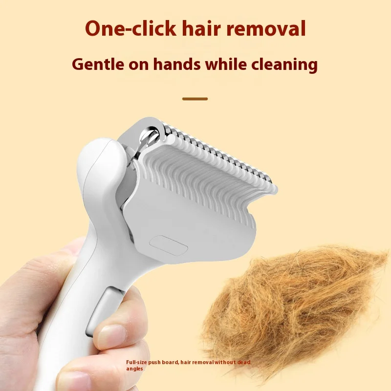Cepillo para quitar el pelo de mascotas de 1 botón: removedor mágico de vello para gatos y perros, herramienta de aseo autolimpiante sin desorden para controlar el desprendimiento - imagen 2
