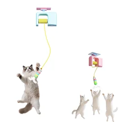 Juguetes para aliviar el estrés para gatos, juguete interactivo recargable para gatos con puerta colgante, juguete eléctrico automático para gatos con pájaros voladores para caza