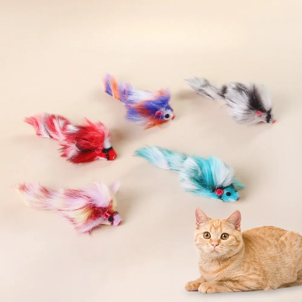 Juguetes de peluche para gatos - ratones falsos interactivos - imagen 2