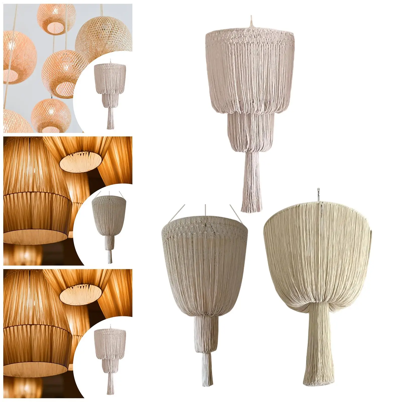 Pantalla tejida de repuesto, pantalla de lámpara de macramé, cubierta de luz colgante, pantalla de luz colgante - imagen 5