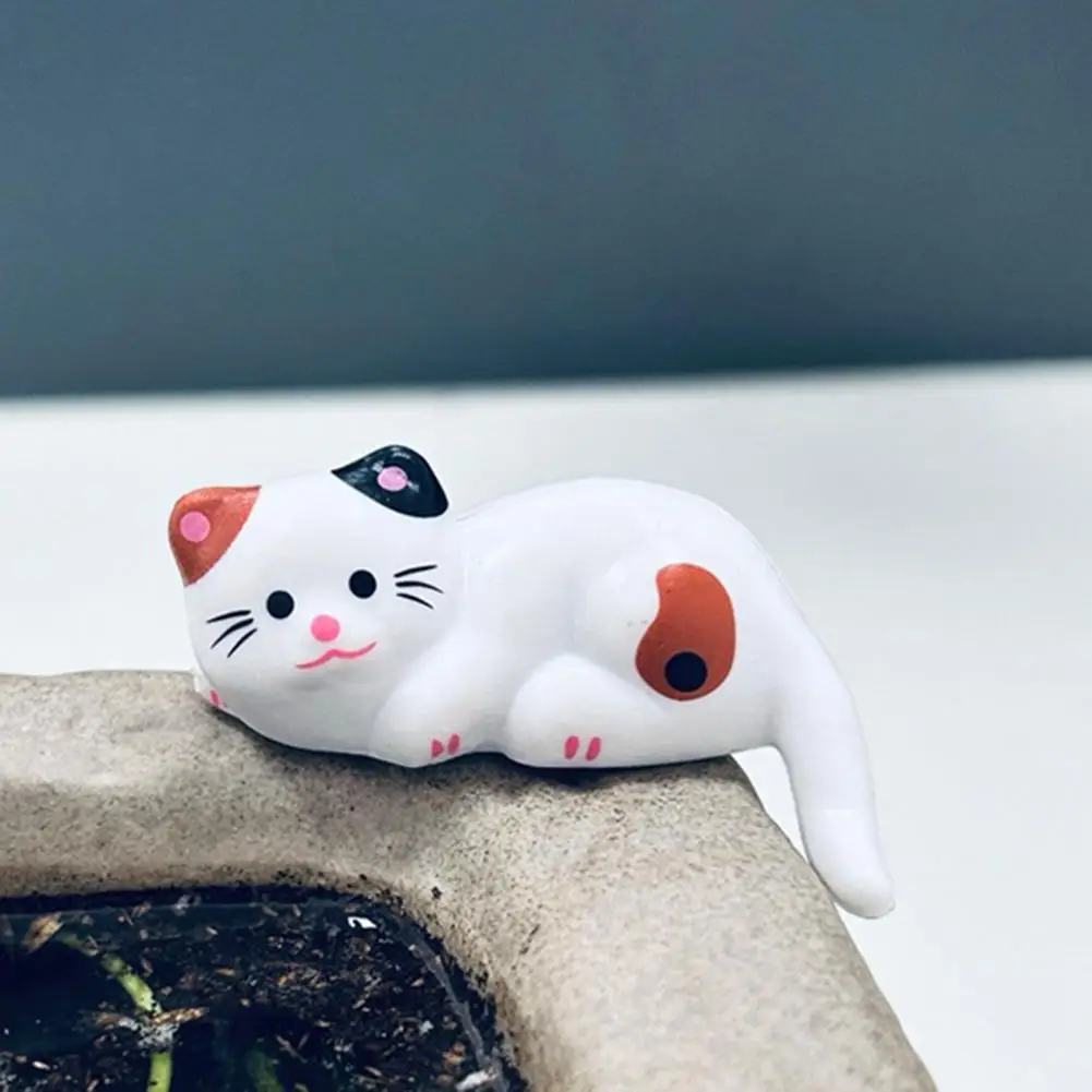 Decoración de acuario de dibujos animados para pecera, estatua de gato pequeño realista, paisajismo, bricolaje - imagen 3