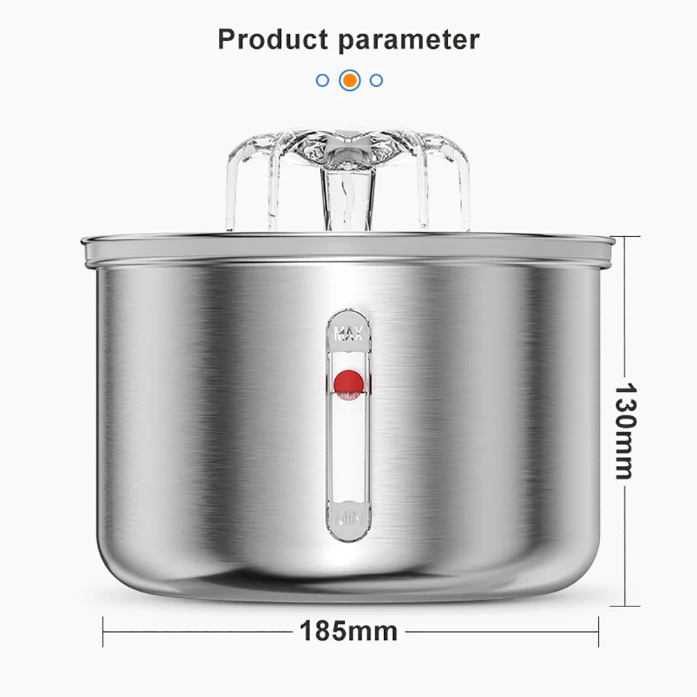 Fuente bebedero automático 2L para gatos y perros – Acero inoxidable con sensor - imagen 5