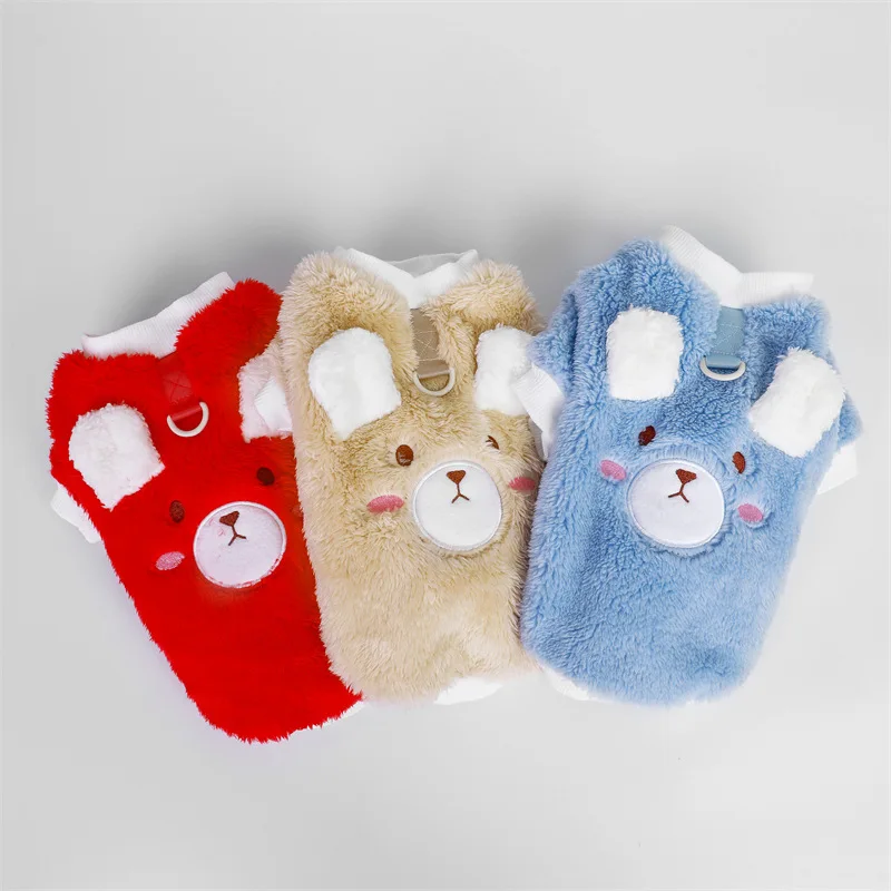 Sudadera con capucha de oso para mascotas, ropa para perros de dos piernas de terciopelo, abrigo de otoño/invierno, ropa para perros pequeños, ropa para cachorros