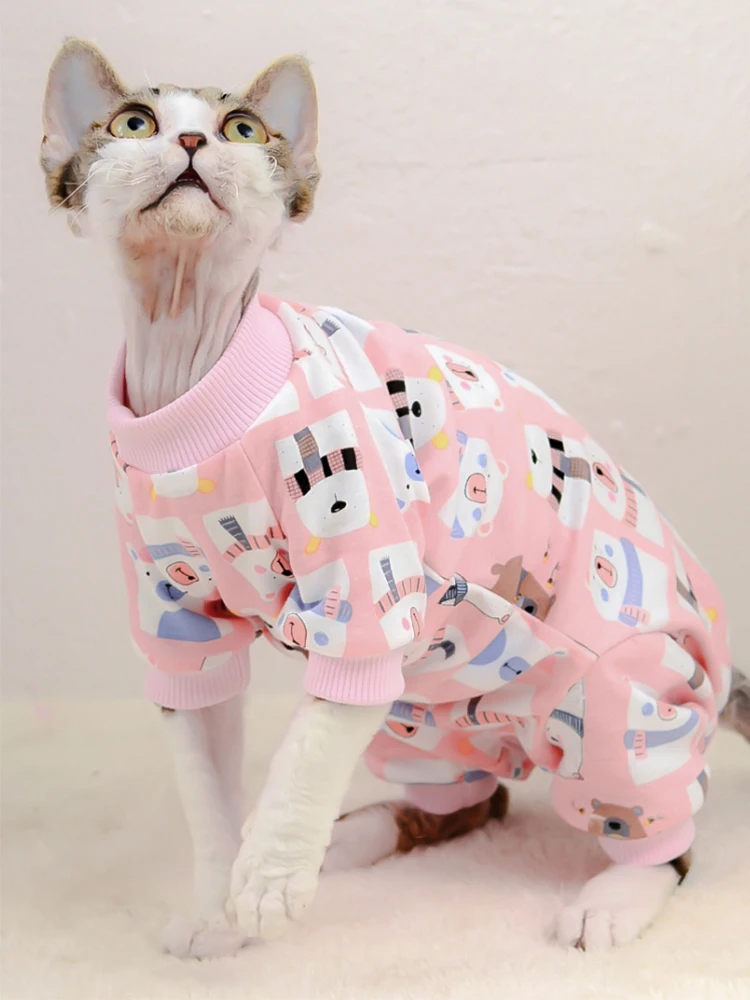 Ropa de gato Sphynx, mono bonito de algodón para gato y gatito, monos cálidos para gatos, sudaderas con capucha, disfraces para gato Sphinx Devon, ropa para gato - imagen 2
