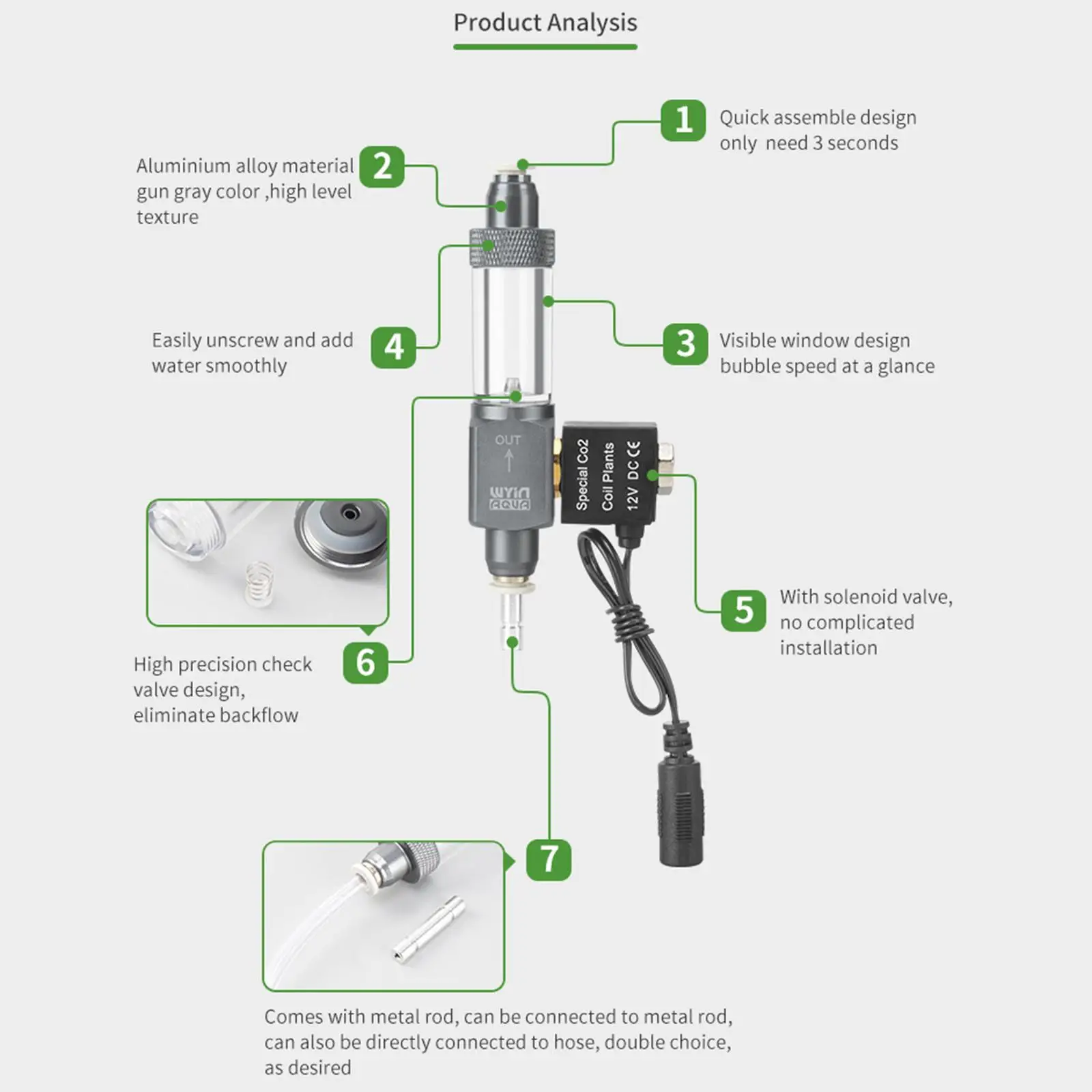 CO2 Bubble Counter Practical Easy to Use Co2 Tube Single Head