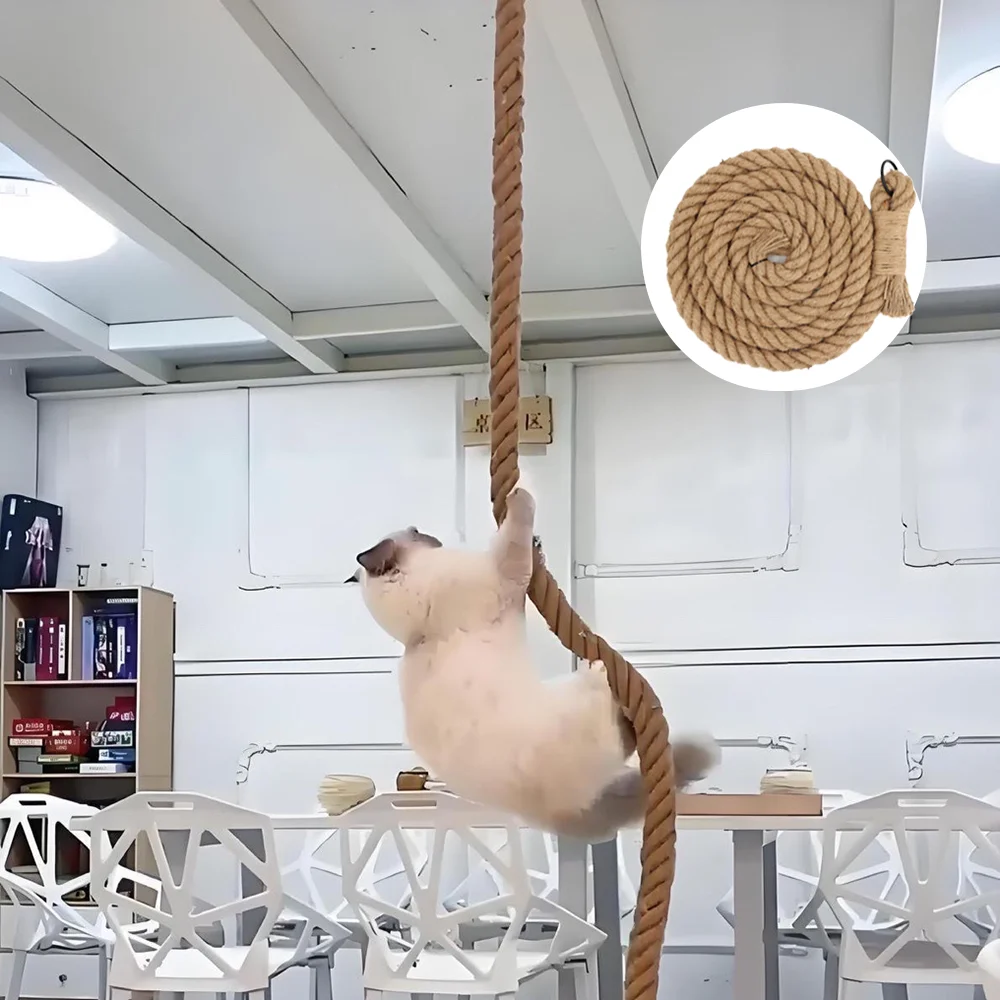 Estructura de escalada para gatos Con cuerda de sisal y peldaños de madera maciza Diseño de gancho montado en la pared Para gatos rascar