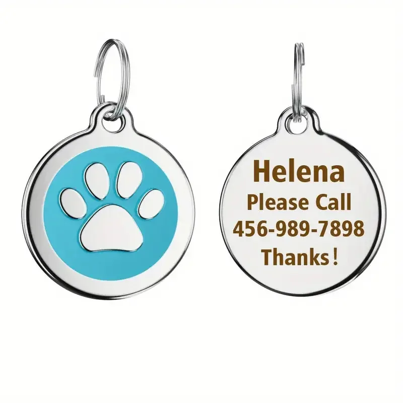 Etiqueta de identificación de gato con pata personalizada, grabada con nombre de mascota, placa de identificación personalizada para evitar pérdidas, adecuada para perros pequeños y gatos, 1 ud. - imagen 5