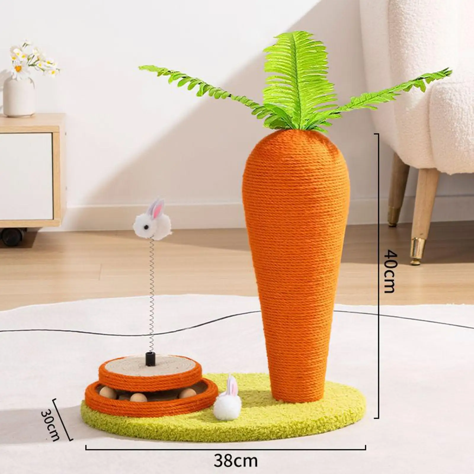 Cat Scratch Post Toy Carrot Shape Cat Scratcher Post for Exercise Playing