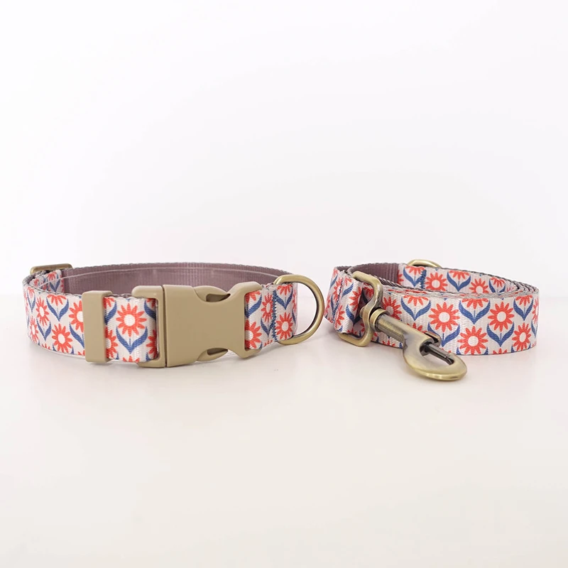 PLATTCO, correas hechas a mano, conjunto de correa y Collar para perro con hebilla de plástico de Color café claro, Collar y correa para perro, 5 tamaños PDC355 - imagen 4