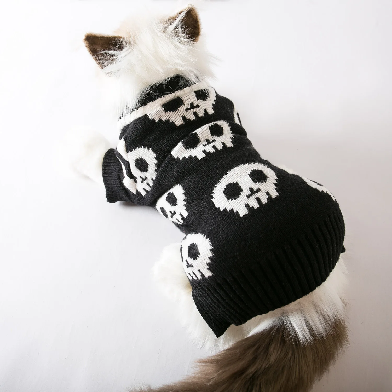 Disfraz de Halloween para mascotas, suéter de punto de Calavera, primavera y otoño, cálido para gatos y perros