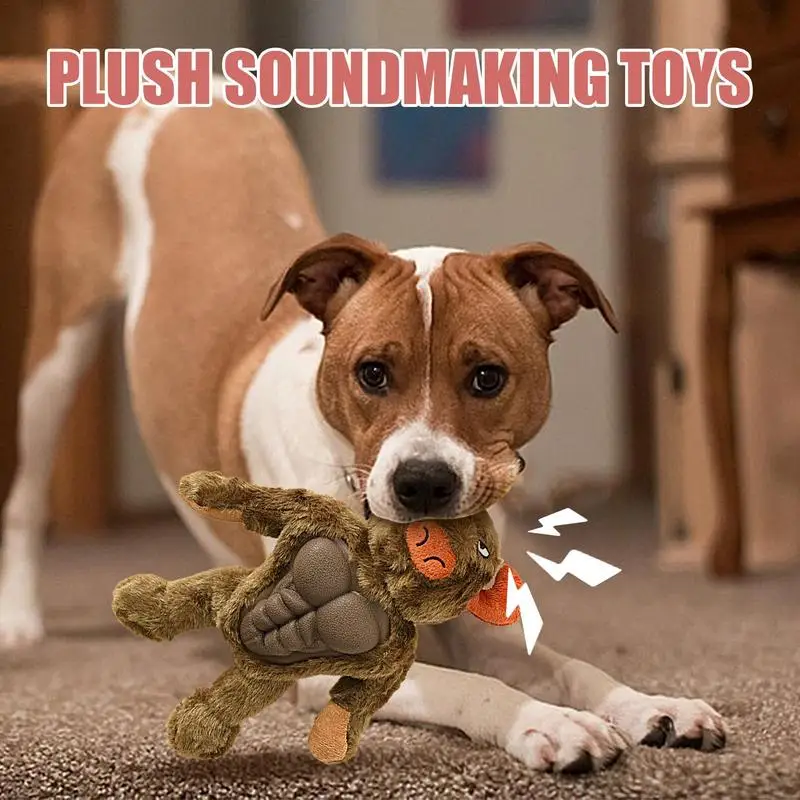 Juguete para perros, juguete de peluche con chirrido de vaca para perros, suministros aptos para todos los cachorros, juguete interactivo orangután, divertido y duradero, molar para masticar, lindo - imagen 2