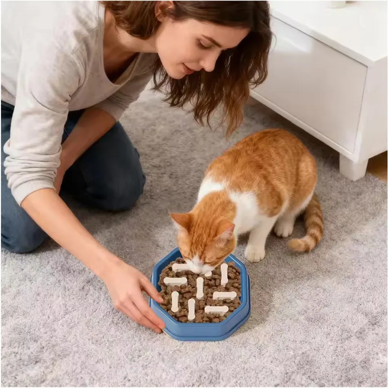 Cuenco de comida lenta para mascotas, cuenco de comida lenta antiasfixia para perros, cuenco de comida lenta ajustable para gatos, antideslizante, antideslizante - imagen 4