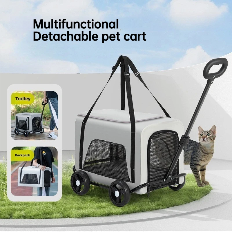 Cochecito pequeño para mascotas, portátil, plegable, para viajes al aire libre, vehículos para perros, gatos, portabebés, productos multifuncionales para mascotas, accesorios - imagen 3