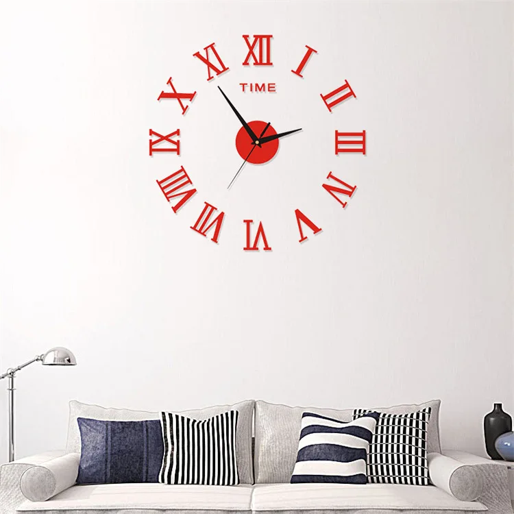 Reloj de pared acrílico con números romanos en 3D, pegatina de reloj de cuarzo artesanal, decoración del hogar, pegatinas para sala de estar, novedad de 2022 - imagen 4