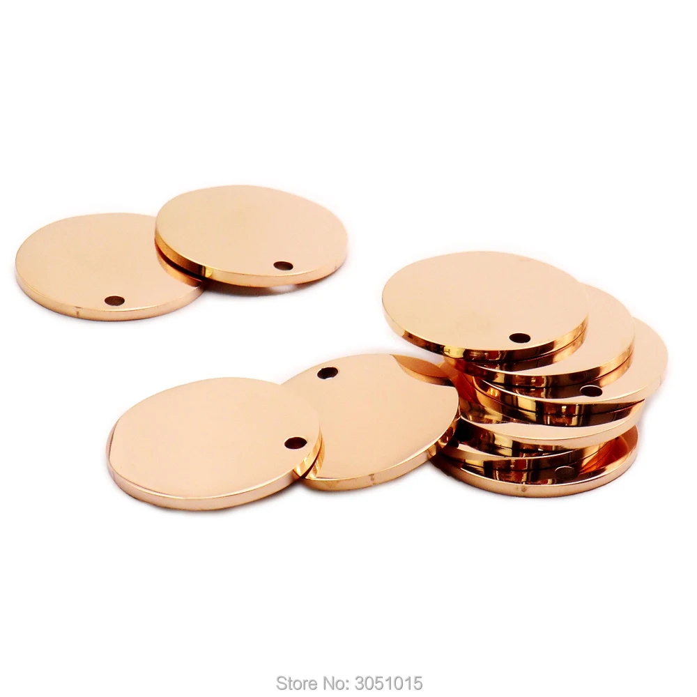 Venta al por mayor, 100 Uds., etiqueta redonda de acero inoxidable para perro, nombre de identificación de mascota, colgante de nombre personalizado grabable, etiqueta de identificación de perro, collar, joyería - imagen 5