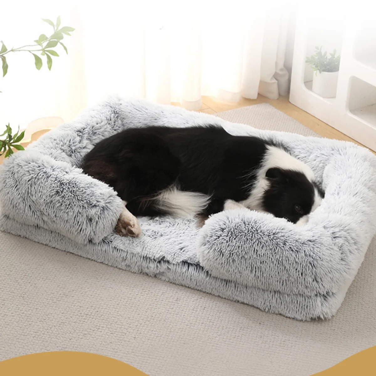 Cama cuadrada felpa invierno perros gatos sofá almohadilla extraíble - imagen 2