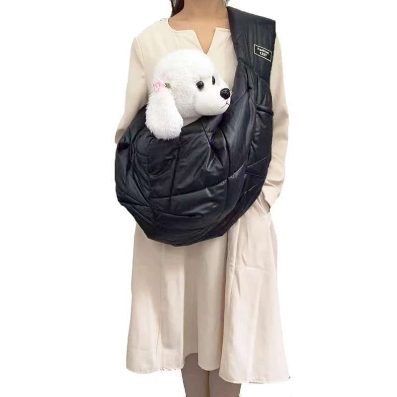 Cómoda bolso de hombro tipo bandolera para mascotas, portátil, para viajes al aire libre, gato, cachorro, bandolera, bolsa de gran capacidad, suministros de transporte para perros - imagen 3