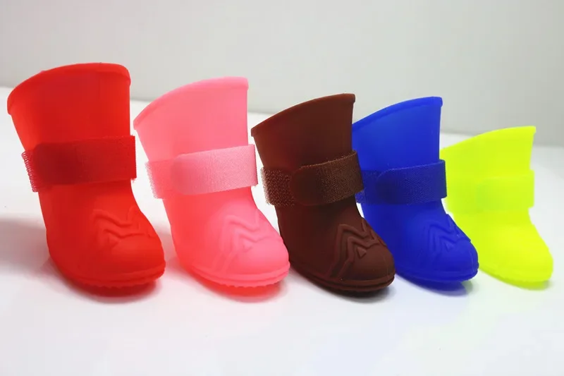 Alta calidad 4 unids/set zapatos para perros suaves y antideslizantes zapatos impermeables para mascotas cachorro perro botas para la lluvia zapatos para mascotas botas de lluvia para perros XS - imagen 4