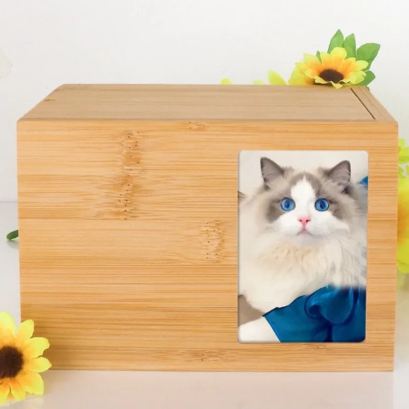 Urna de bambú con marco para cenizas de perros y gatos - imagen 2