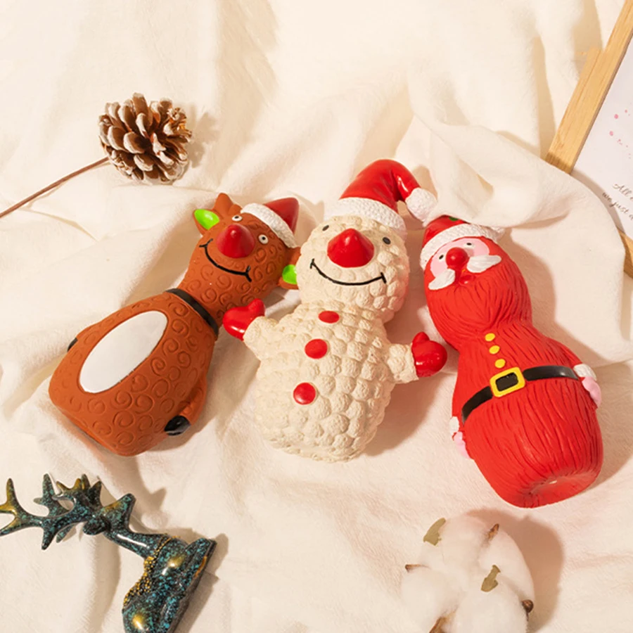 Juguetes de goma para perros, juguete de sonido para apretar, resistente a las mordeduras, interactivo para entrenamiento de cachorros, navidad - imagen 4