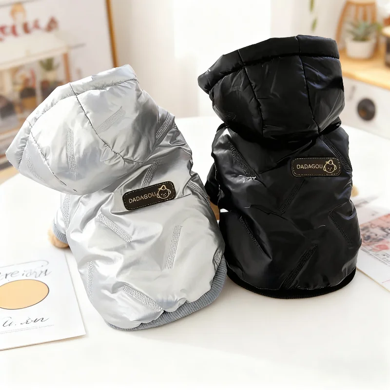 Chaqueta acolchada de invierno para perros, ropa cálida impermeable para perros, sudaderas con capucha sólidas a la moda para cachorros, chaqueta suave bonita para gatos, abrigo, disfraz para mascotas