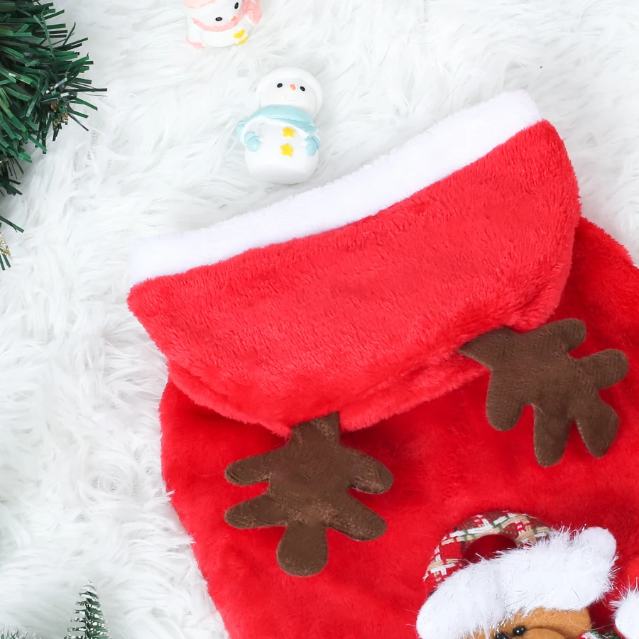 Sudadera con capucha de franela para mascotas para otoño e invierno, adecuada para trajes navideños y ropa cálida diaria - imagen 4