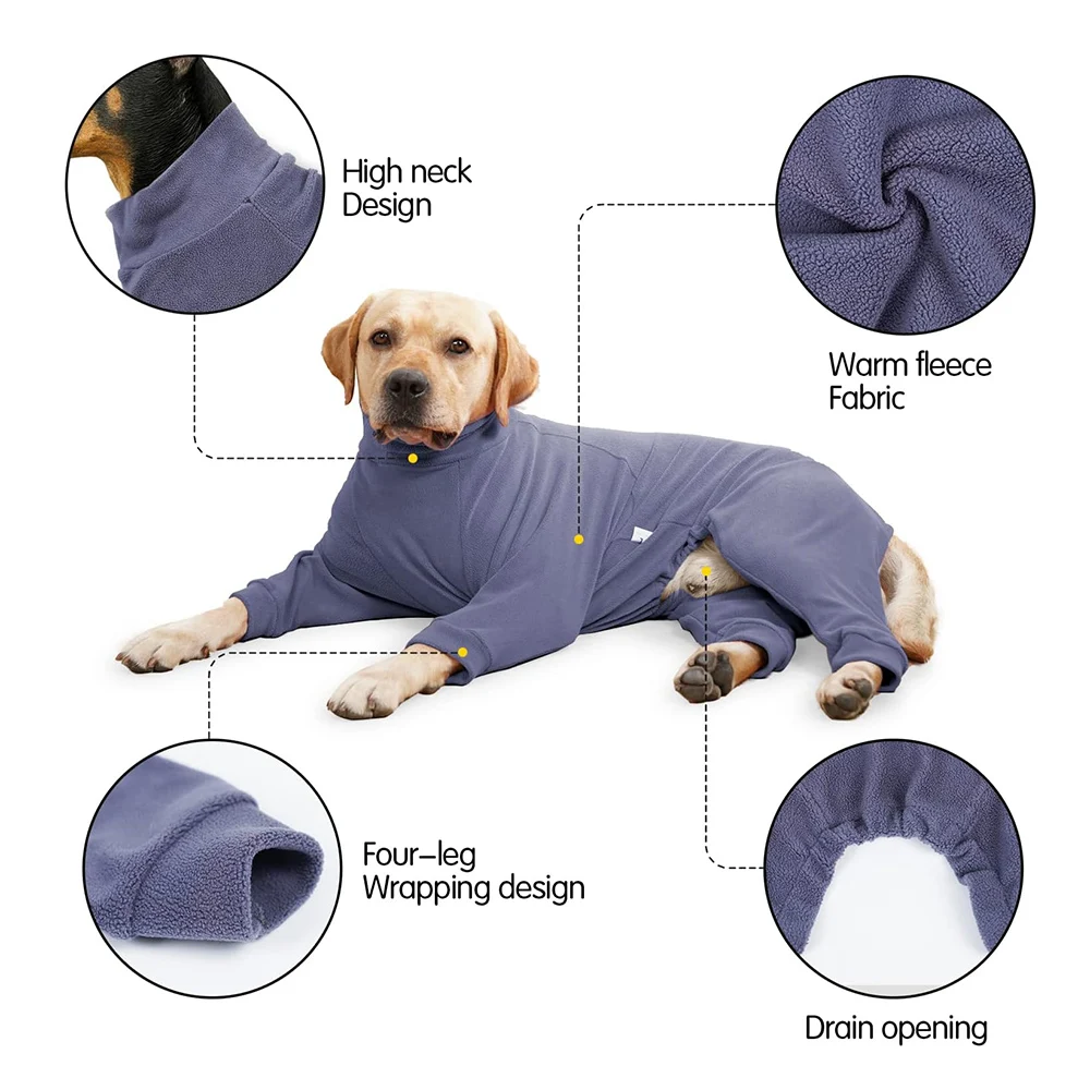 Abrigo de invierno para perros, chaqueta cálida para perros, traje de nieve de cuerpo completo con cuello alto de forro polar para cachorros, suéter cómodo a prueba de viento - imagen 5