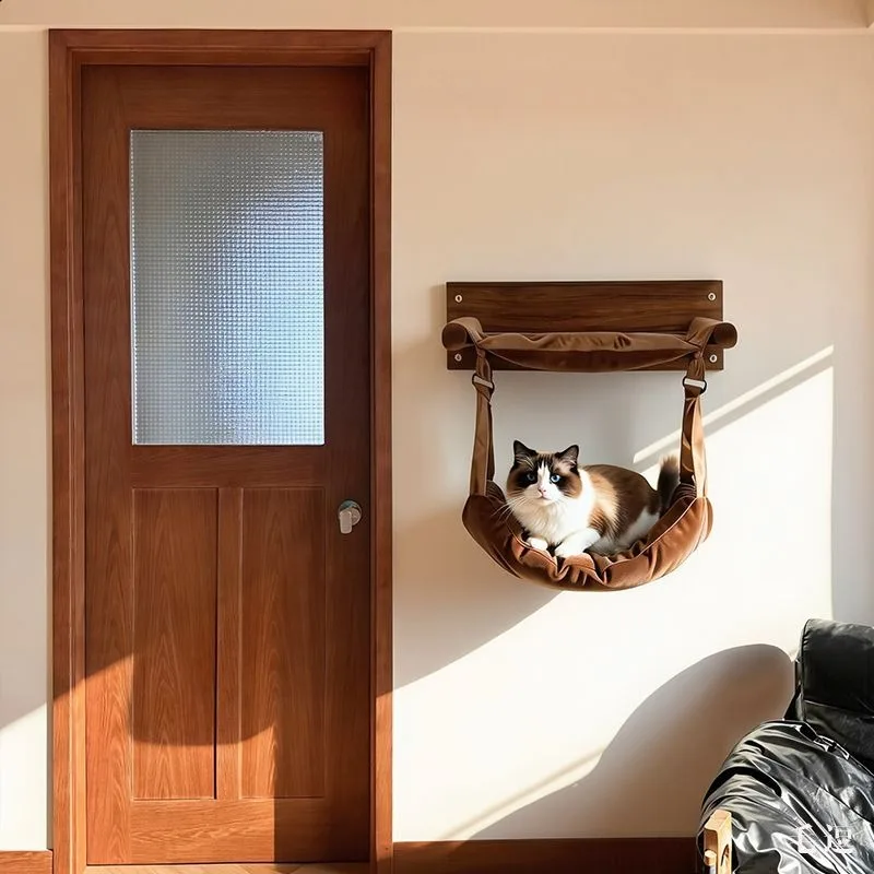 Hamaca colgante de pared para gatos con cojín suave desmontable - imagen 3