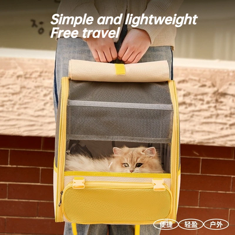 Mochila de viaje transpirable para mascotas, bolso de hombro portátil de gran capacidad, plegable, productos para mascotas, accesorios, bolsa de transporte para exteriores - imagen 2