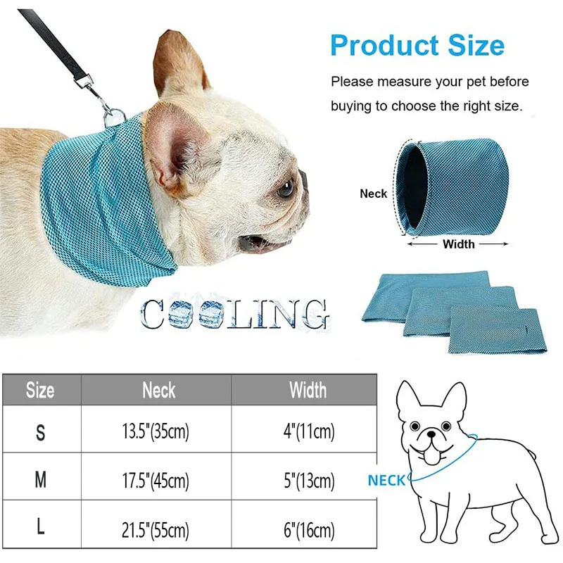 Collar de perro de hielo de verano, Bandana de enfriamiento instantáneo físico reutilizable con orificio para correa, previene golpes de calor, bufanda transpirable para mascotas al aire libre - imagen 5