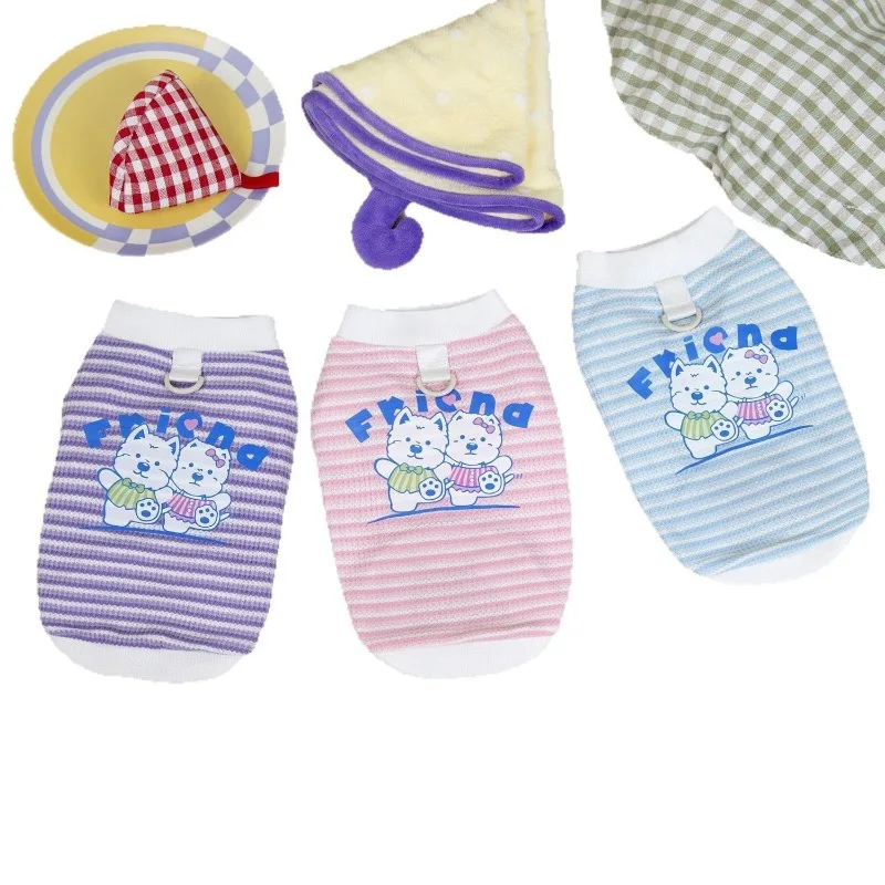 Ropa bonita de verano para perros, chaleco para cachorros, oso, Yorkshire, Chihuahua, camiseta a rayas, suministros de disfraz para gatos y mascotas, regalo para perros pequeños fino - imagen 5
