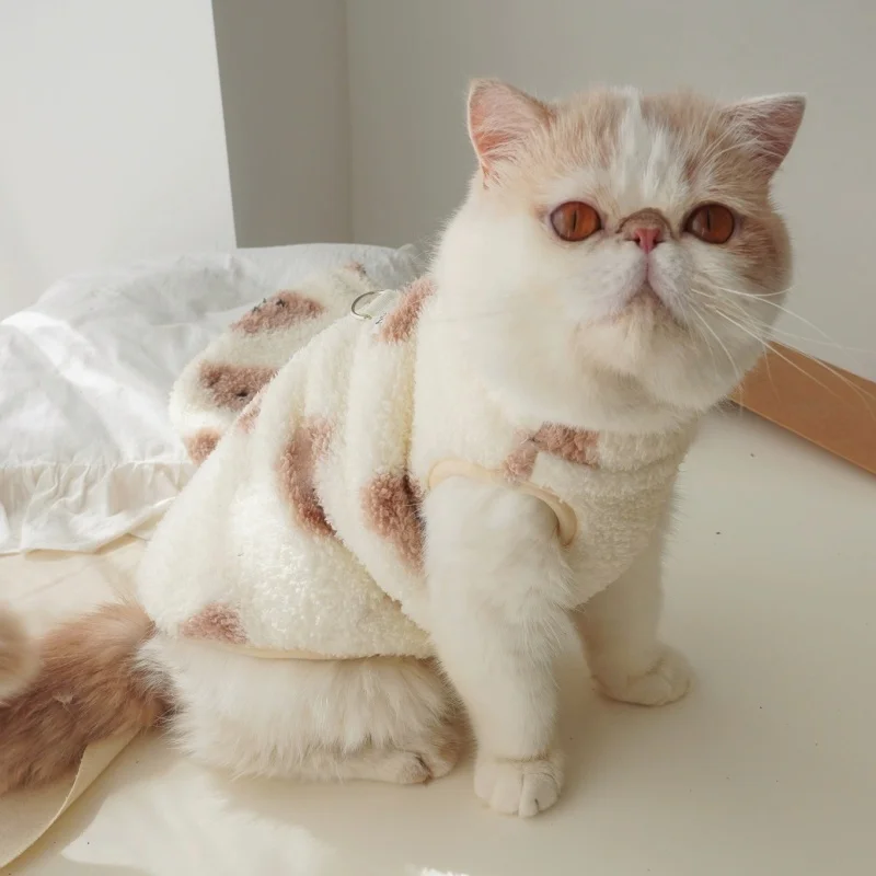 Chaleco bonito para perro, jerséis, ropa cálida y suave para Pdog, Sudadera con capucha de felpa para cachorro, chaleco con estampado de animales para gato, suéter para mascota, disfraz para perro - imagen 2