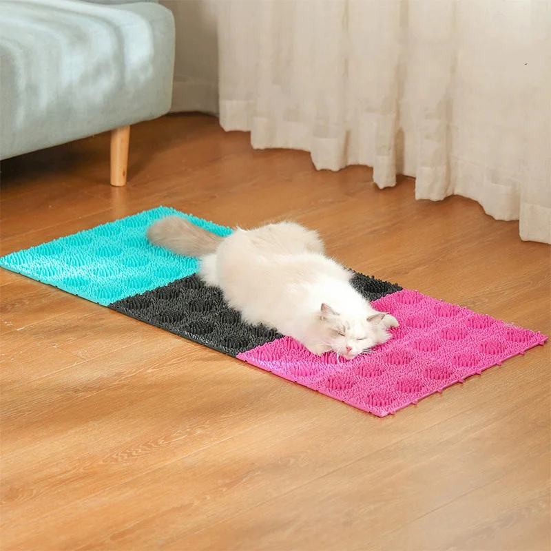 Rascador gatos con alfombra y cepillo de masaje – Desgaste garras - imagen 2